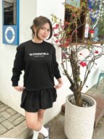 W Essentiels Crewneck Lee Plissement Noir Black - Gambar 2