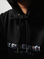 W Essentiels Hoodie Oversize Le Plissement Noir Black - Gambar 5