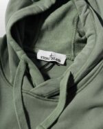 Stone Island Hoodie Fleece Garment Dyed Sage Green - Gambar 4
