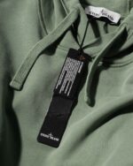 Stone Island Hoodie Fleece Garment Dyed Sage Green - Gambar 7