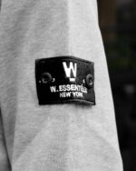 W Essentiels Hoodie Ecume Oversize Mid Logo Misty Grey - Gambar 6