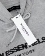 W Essentiels Hoodie Ecume Oversize Mid Logo Misty Grey - Gambar 4