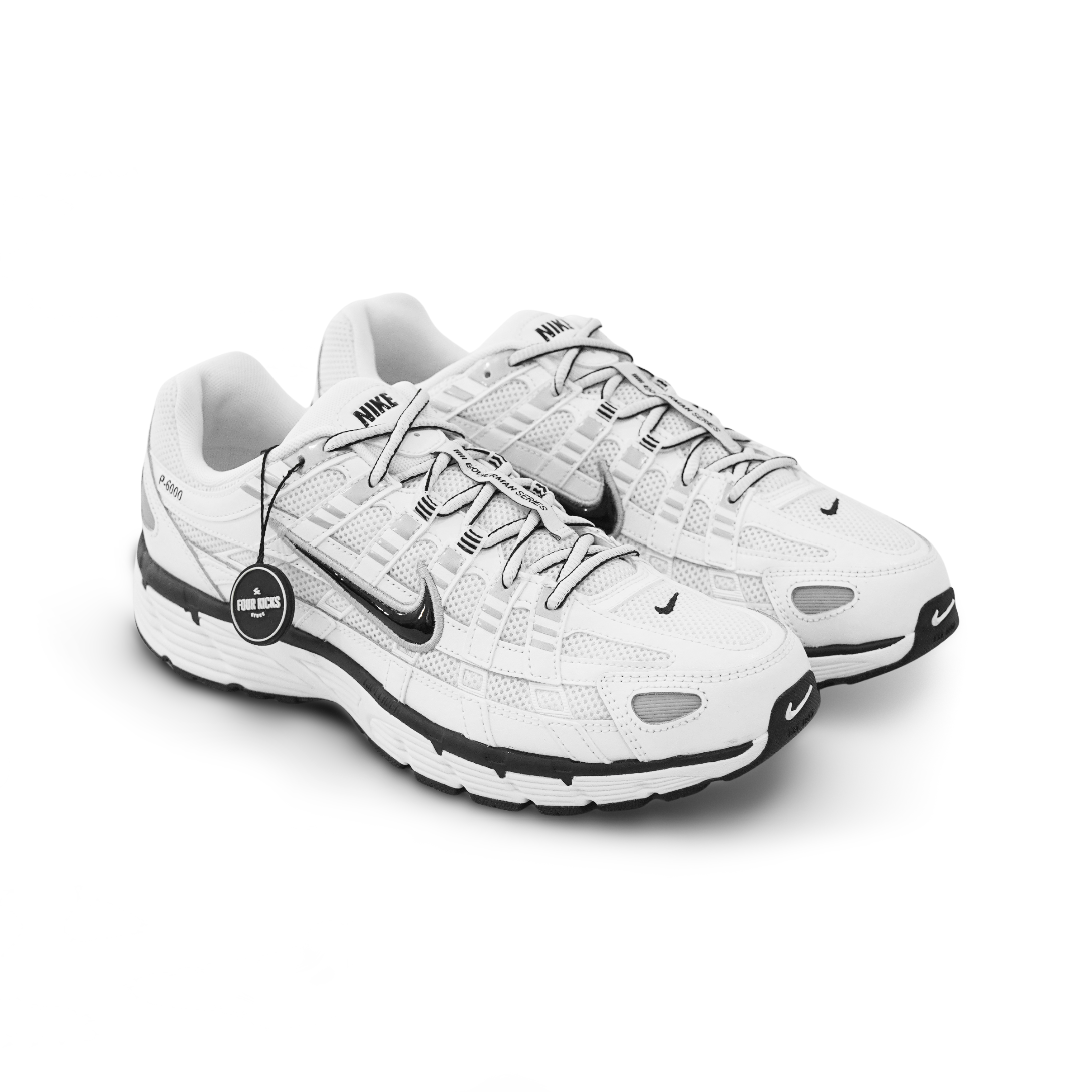 Nike Sport Lifestyle Shoes P6000 White Metallic Silver Black Mens CD6404 107 (2) Nike P-6000 White Metallic Silver Black Unisex CD6404 107 - Gambar 1