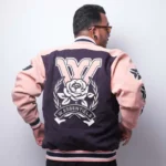 W Essentiels Steinway Collegiate Varsity Jacket Midnight Peach - Image 4