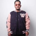 W Essentiels Steinway Collegiate Varsity Jacket Midnight Peach - Image 3