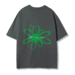 Fier De Moi T-Shirt Flower Back Printing Short Sleeve Grey