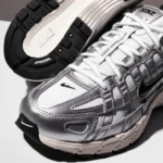 Nike P-6000 White Metallic Silver Flat Silver Black Unisex CD6404 105 - Image 3