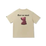 Fier De Moi T-shirt Capybara Napping Sitting Short Sleeve Cream