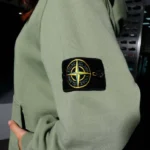 Stone Island Hoodie Fleece Garment Dyed Sage Green - Image 2