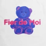 Fier De Moi T-shirt Purple Bear Short Sleeve White - Image 2