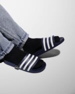 Adidas Adilette Aqua Slides Dark Blue Cloud White Unisex F35542 - Gambar 4