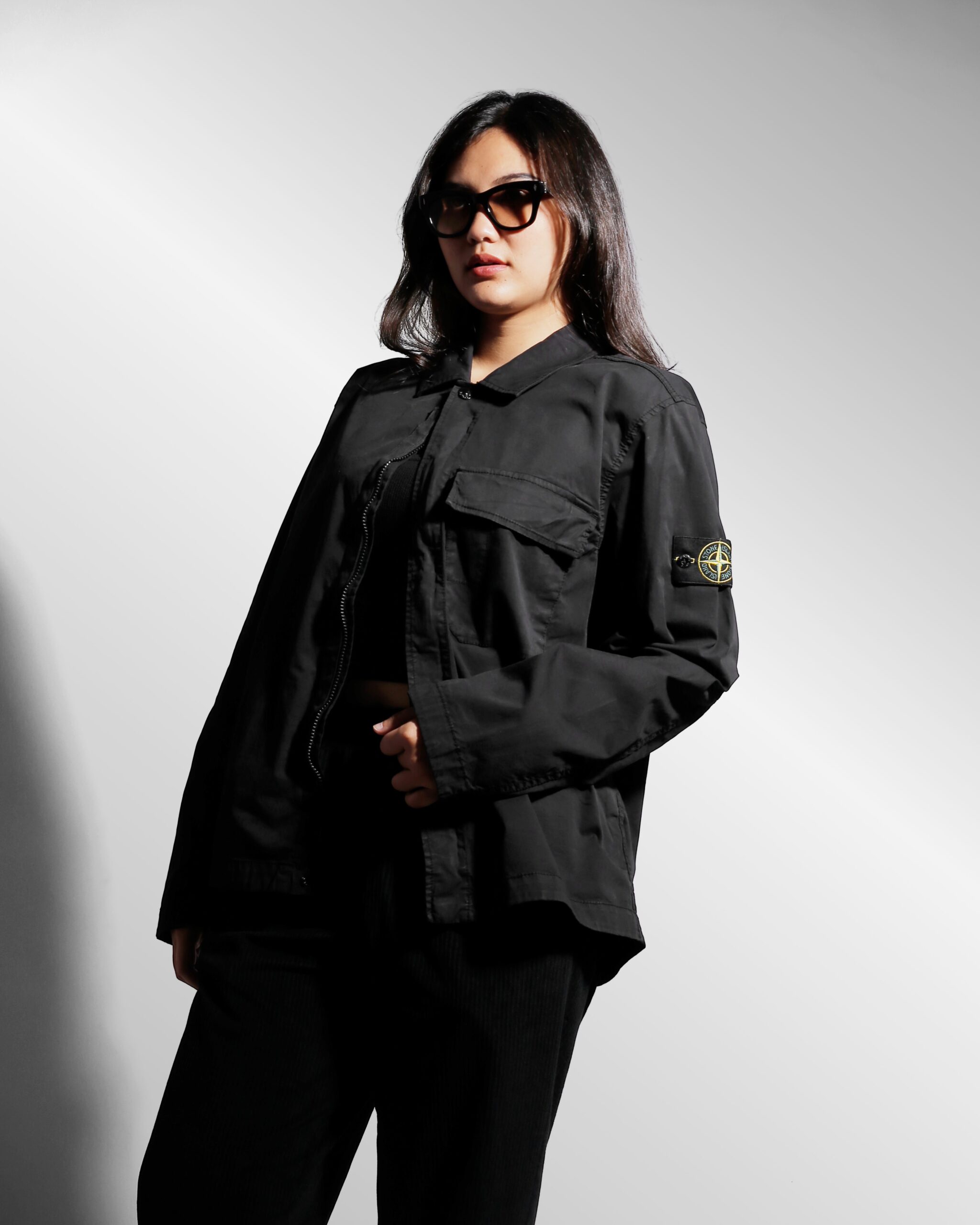 3 Stone Island OverShirt Chest Pocket Black Unisex - Gambar 1