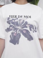Fier De Moi T-shirt Steel Iris Front Printing Short Sleeve White - Gambar 5